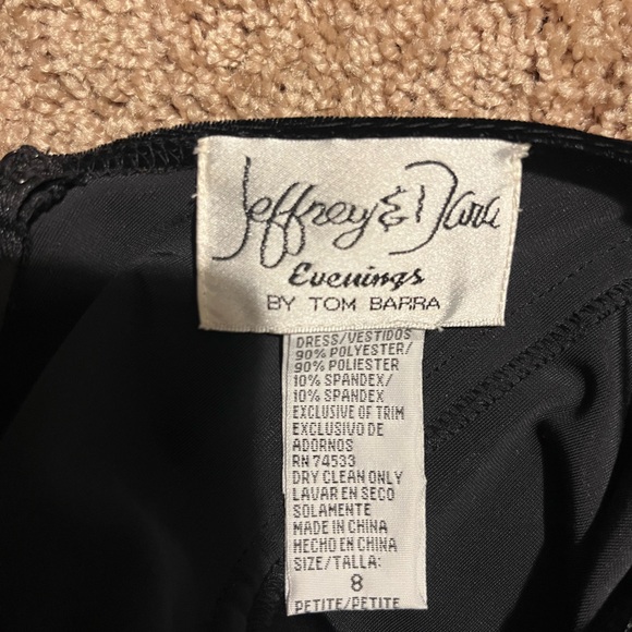 velvet strapless Elegant Black Midi Dress designer with Beaded Hem EUC - Picture 12 of 12